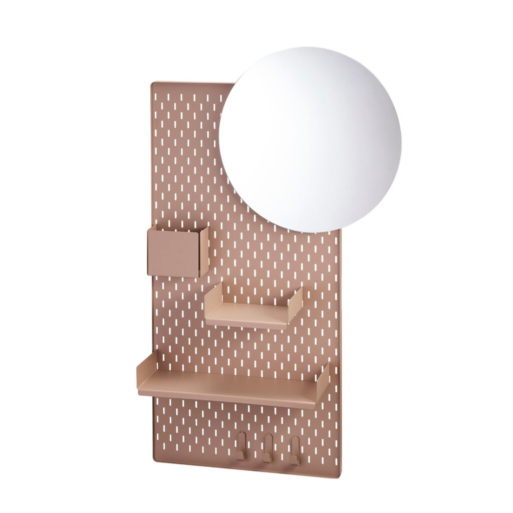 Lochplattenkombination mit Spiegel - rosa